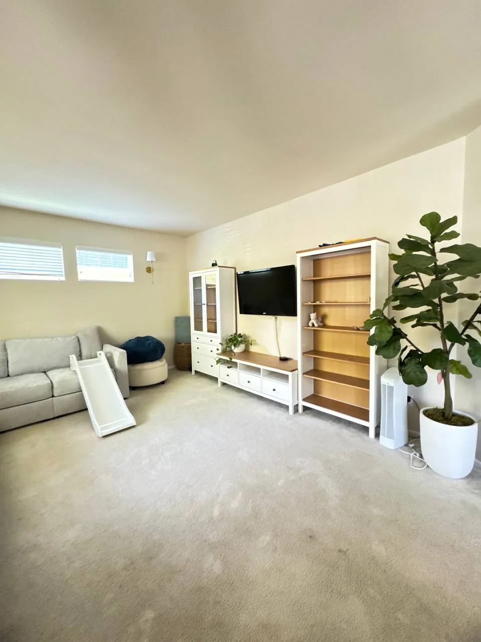 After cleaning, same spot: Family room, TV wall