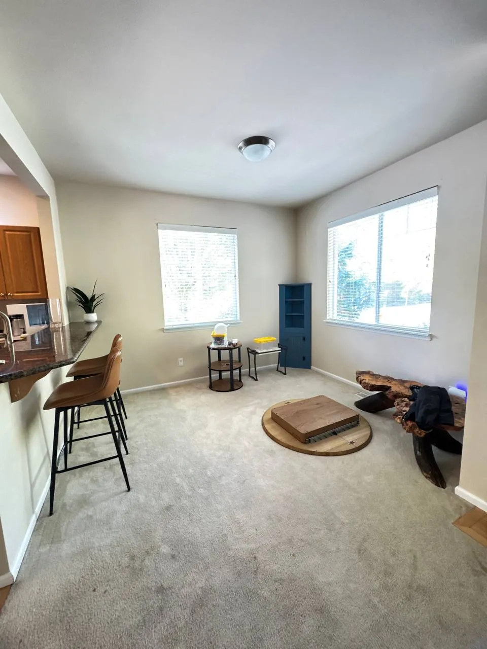 After cleaning, same spot: Nook by the kitchen bar