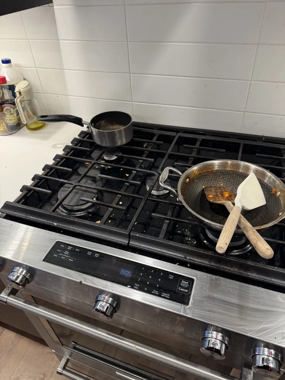 Before: gas range and stovetop grates