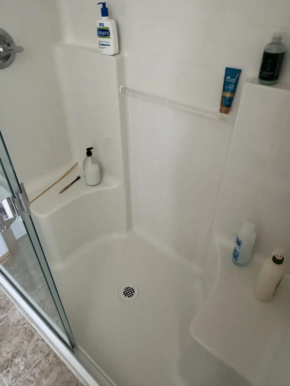 After cleaning, same spot: Shower stall