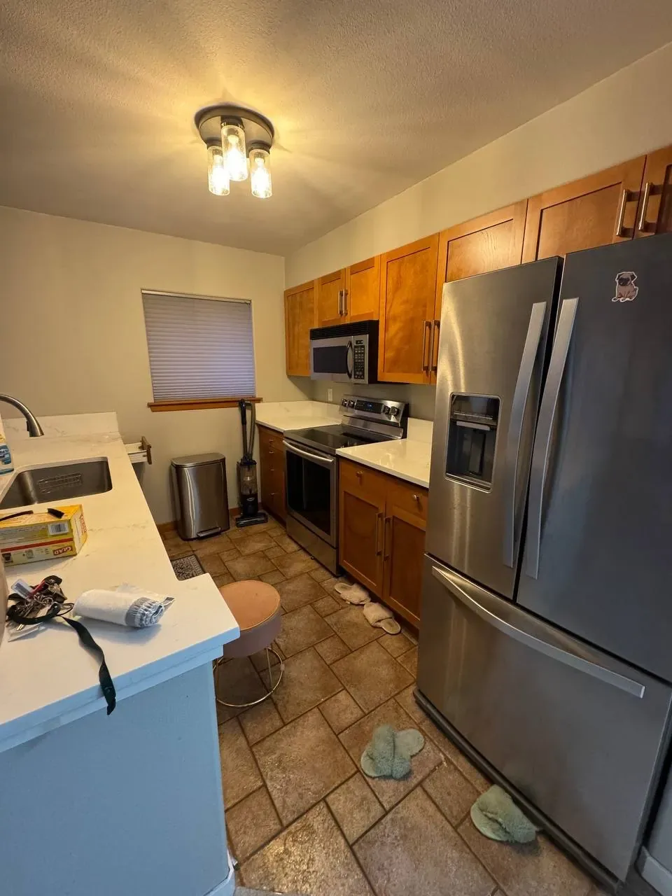 Before: kitchen counters and floor