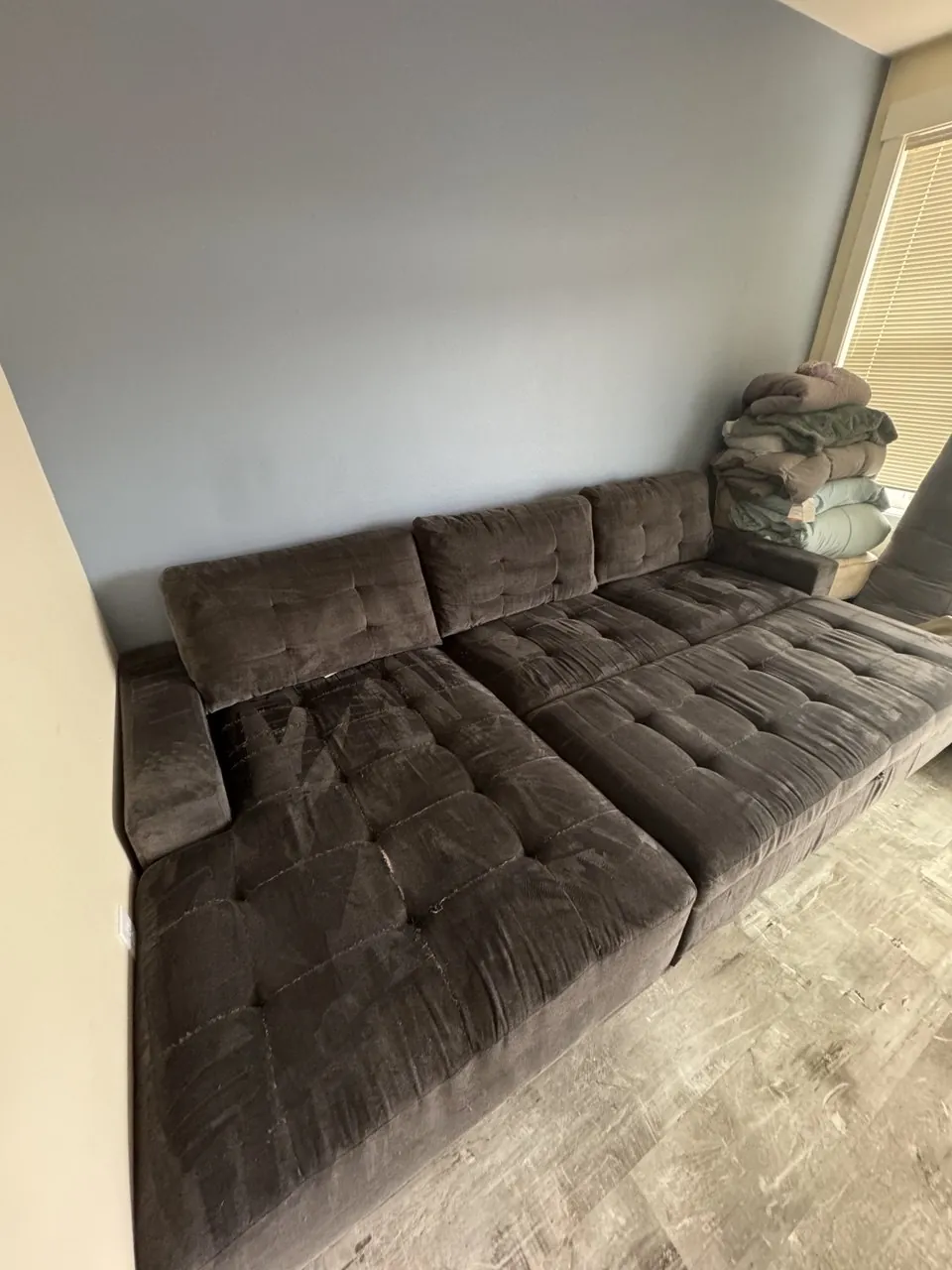 After cleaning, same spot: Fabric sectional